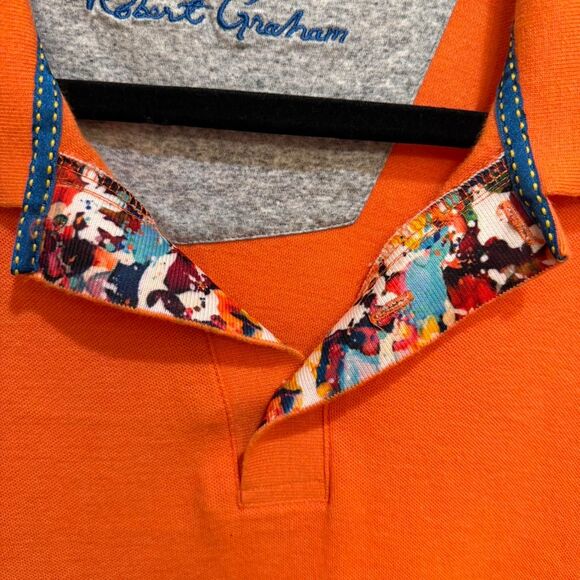 Robert Graham Men's Orange Polo Shirt w/Colorful Color Sz 2XL - Picture 3 of 5